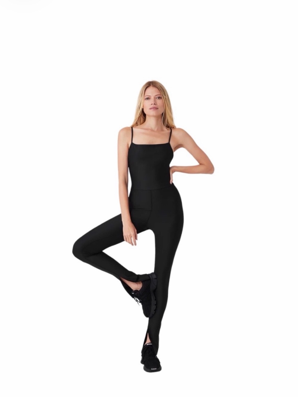 ALO Yoga Black Slim-Strap Unitard Leggings